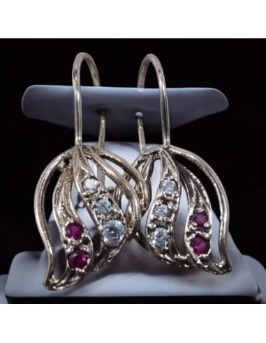 Kolczyki Listki z Kamieniami p585 1,98g