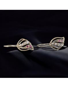 Kolczyki Listki z Kamieniami p585 1,98g 2