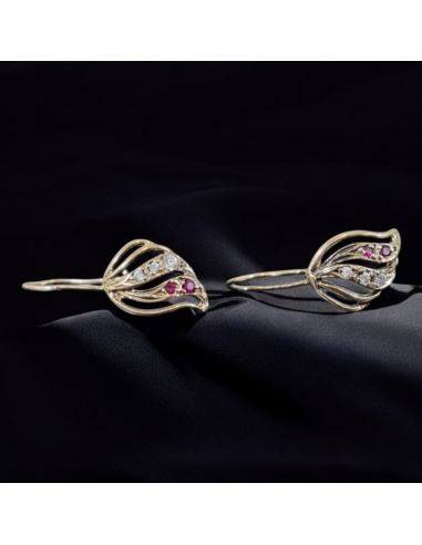 Kolczyki Listki z Kamieniami p585 1,98g