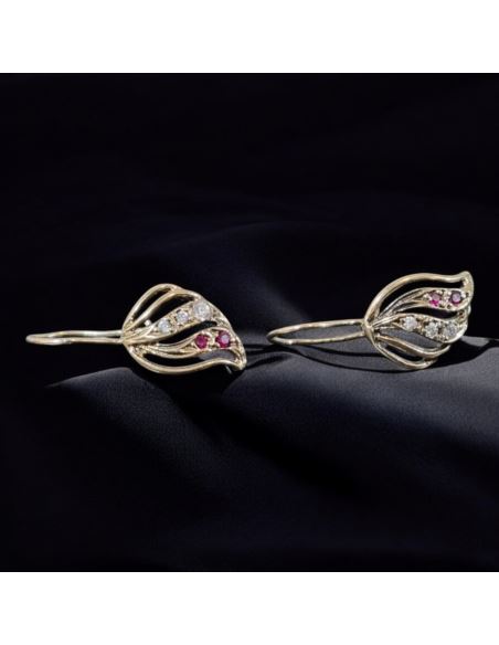 Kolczyki Listki z Kamieniami p585 1,98g