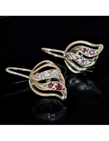 Kolczyki Listki z Kamieniami p585 1,98g