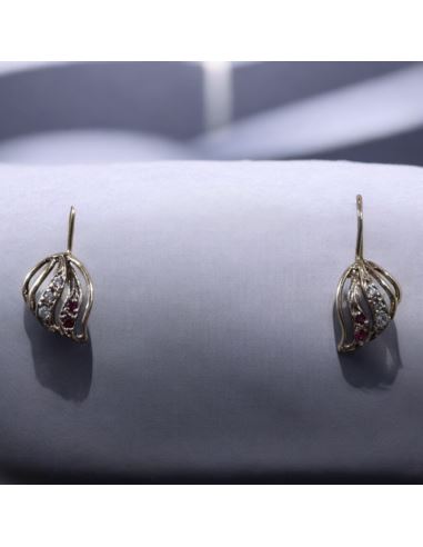Kolczyki Listki z Kamieniami p585 1,98g