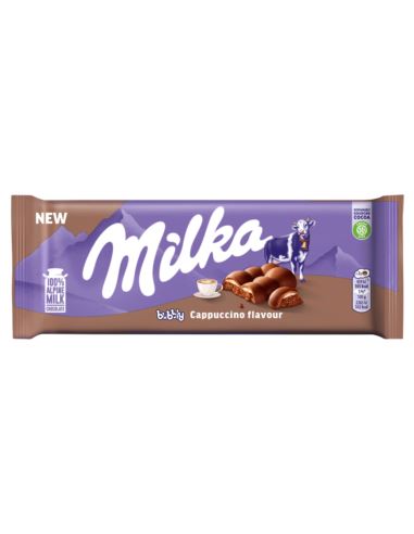 CZEKOLADA MLECZNA MILKA BUBBLY Z NADZIENIEM O SMAKU CAPPUCCINO 97G