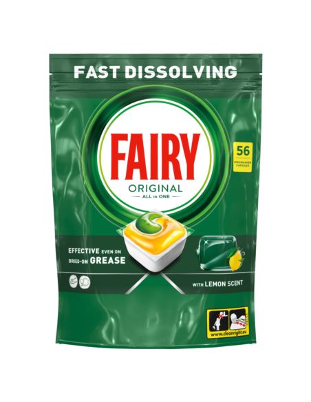 Fairy Original Cytryna Kapsułki do zmywarki All In One, 56 tabletek