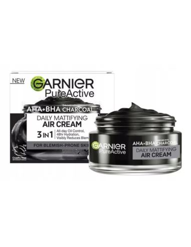 Garnier Pure Active AHA + BHA + Węgiel Lekki Krem Matujący 50ml