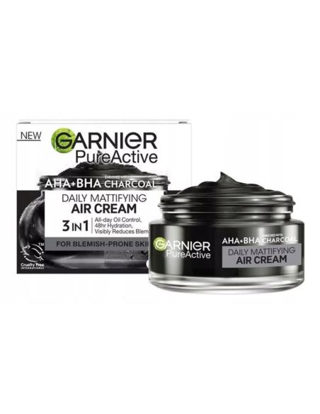 Garnier Pure Active AHA + BHA + Węgiel Lekki Krem Matujący 50ml