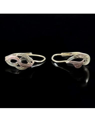 Kolczyki Dwukolorowe Łezka 1,45g pr.585