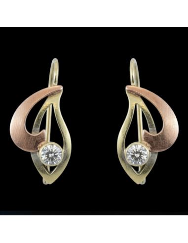 Kolczyki Dwukolorowe Z Oczkiem 1,73g pr.585