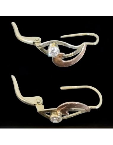 Kolczyki Dwukolorowe Z Oczkiem 1,73g pr.585