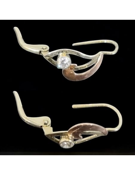 Kolczyki Dwukolorowe Z Oczkiem 1,73g pr.585