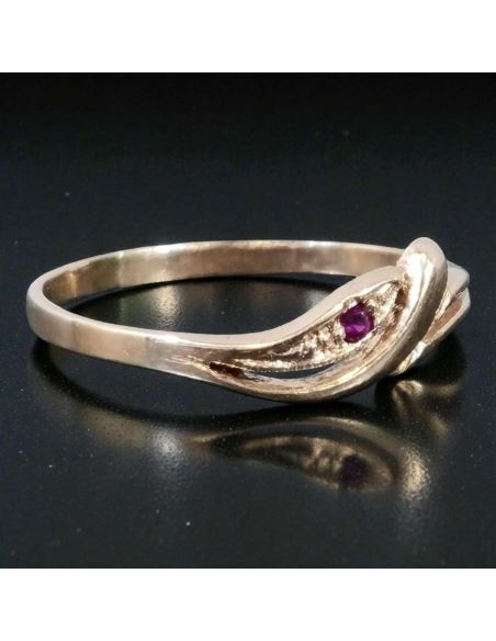 Pierścionek z Czerwonym Oczkiem 1,22g pr.585 r.13