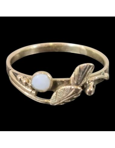 Pierścionek Liść Białe Oczko 1,50g 585 r.13