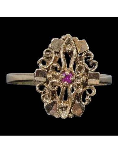 Pierścionek Drobne Czerwone Oczko 3,41g 750 r.17