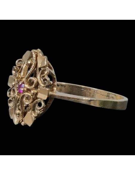 Pierścionek Drobne Czerwone Oczko 3,41g 750 r.17