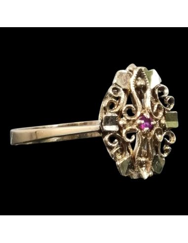 Pierścionek Drobne Czerwone Oczko 3,41g 750 r.17