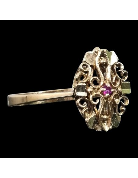 Pierścionek Drobne Czerwone Oczko 3,41g 750 r.17