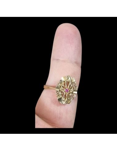 Pierścionek Drobne Czerwone Oczko 3,41g 750 r.17