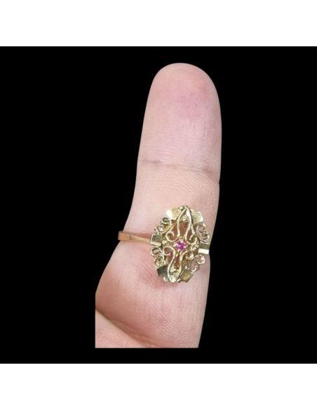 Pierścionek Drobne Czerwone Oczko 3,41g 750 r.17