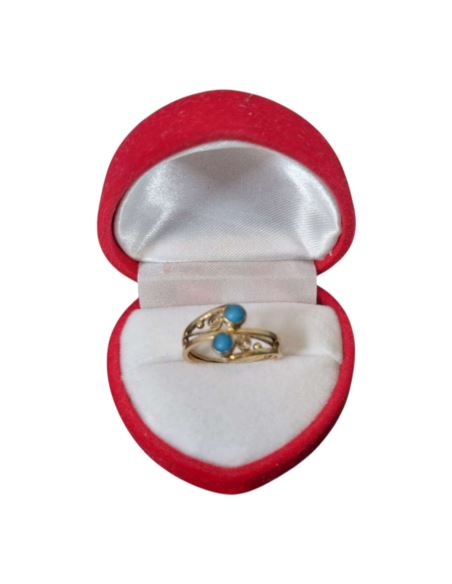 Pierścionek Dwa Turkusy 2,48g pr.585 r.11