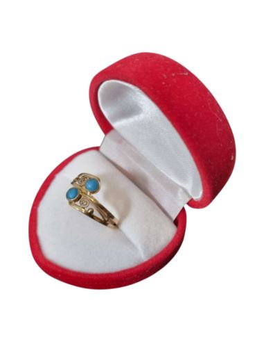 Pierścionek Dwa Turkusy 2,48g pr.585 r.11