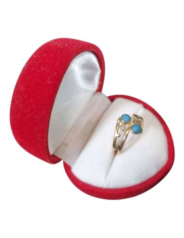 Pierścionek Dwa Turkusy 2,48g pr.585 r.11