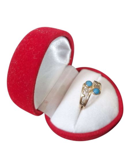 Pierścionek Dwa Turkusy 2,48g pr.585 r.11