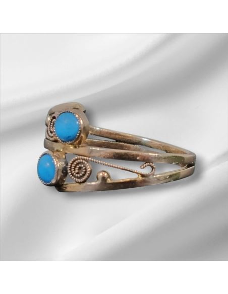 Pierścionek Dwa Turkusy 2,48g pr.585 r.11