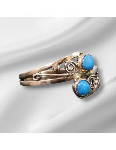 Pierścionek Dwa Turkusy 2,48g pr.585 r.11