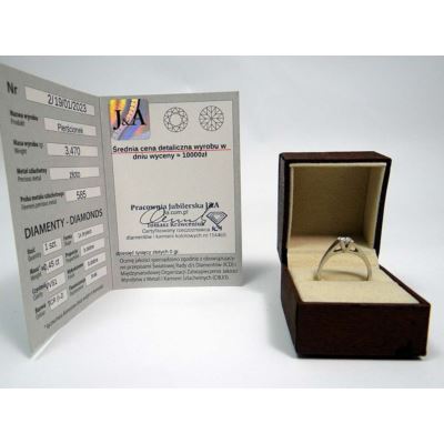 Pierścionek +diament r 17,5 p 585 , waga (g): 3,47 + certyfikat (wycena 10000 - 0,45ct)